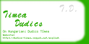timea dudics business card